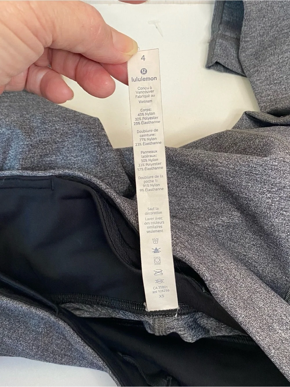 Lululemon Women’s Inspire Tight ll Running Leggings Zip Pockets Heathered Gray 4